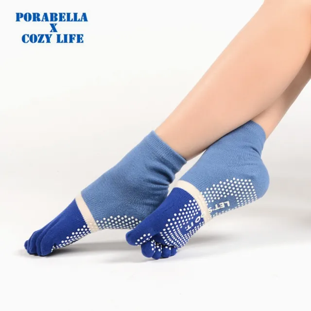 【Porabella】襪子 女襪 五指瑜珈襪 撞色瑜珈襪 瑜珈襪 止滑襪 普拉提襪 YOGA SOCKS