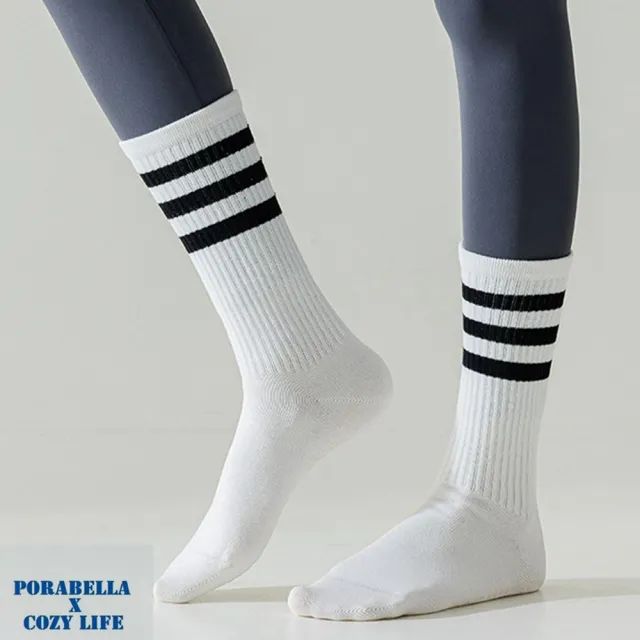 【Porabella】襪子 中筒襪 撞色襪 運動襪 瑜珈襪 防滑襪 運動襪子 普拉提襪 YOGA SOCKS