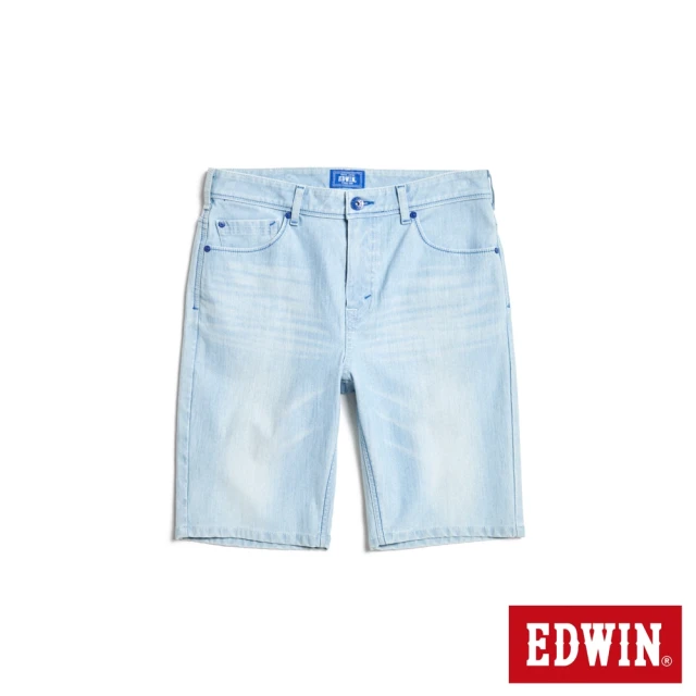 EDWIN 男裝 加大碼 紅標 基本五袋牛仔短褲(漂淺藍) 
