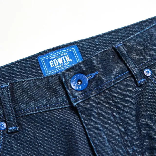 【EDWIN】男裝 加大碼 EDGE JERSEYS 迦績合身牛仔短褲(原藍磨)