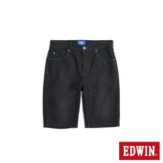 【EDWIN】男裝 加大碼 EDGE JERSEYS 迦績合身牛仔短褲(黑色)