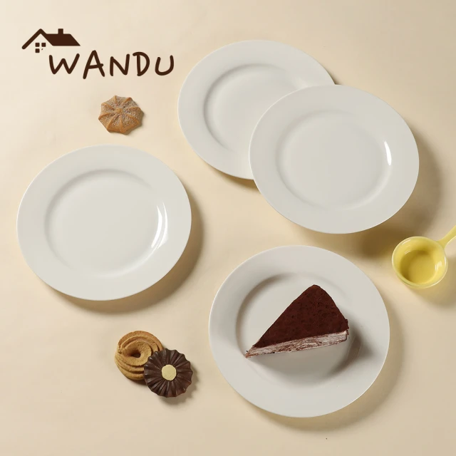 WANDU 瓦讀 純白系列-羽透光新骨瓷7.5吋盤4件組(瓷盤/平盤/點心盤/蛋糕盤/圓盤/可微波)