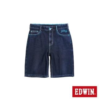 【EDWIN】男裝 加大碼 JERSEYS 迦績 冰河玉寬鬆牛仔短褲(原藍磨)