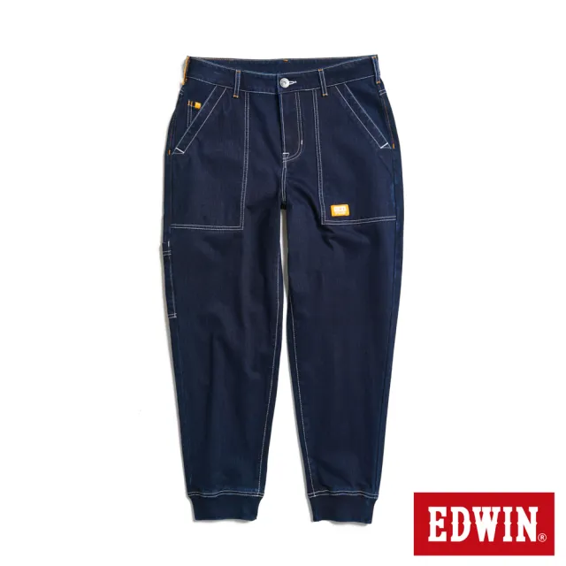 【EDWIN】男裝 橘標 丹寧工裝束口褲(原藍色)