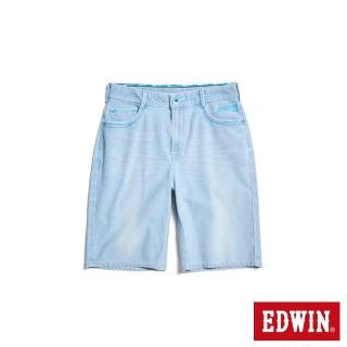 【EDWIN】男裝 加大碼 JERSEYS 迦績 冰河玉寬鬆牛仔短褲(漂淺藍)