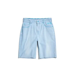 【EDWIN】男裝 加大碼 JERSEYS 迦績 冰河玉寬鬆牛仔短褲(漂淺藍)
