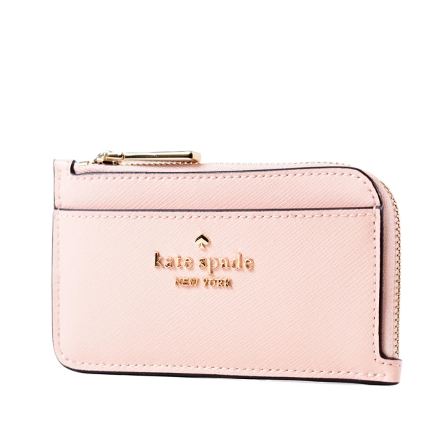 KATE SPADE 防刮十字紋證件零錢包-粉色優惠推薦