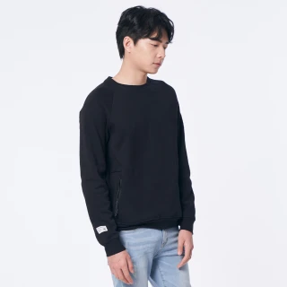 【5th STREET】男裝拉克蘭袖設計長袖T恤-黑色