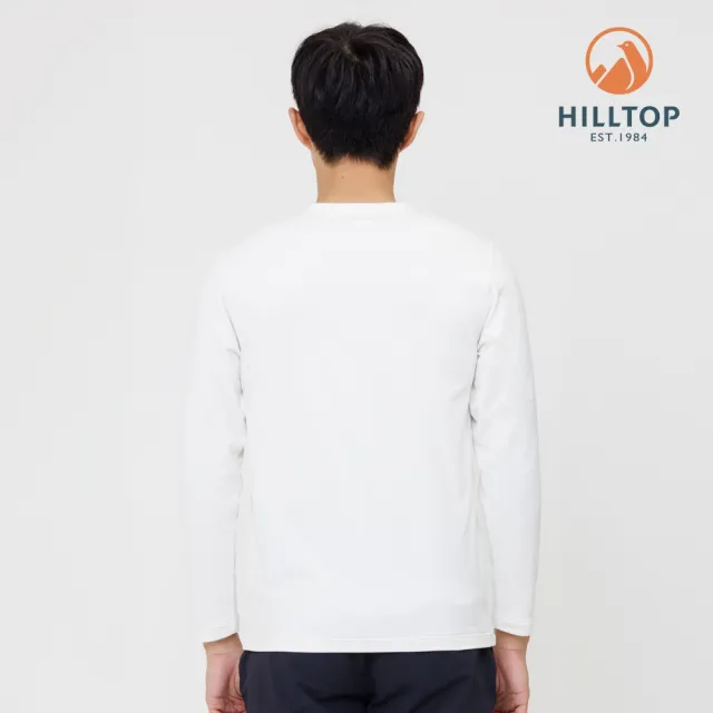 【Hilltop 山頂鳥】POLYGIENE抗菌吸濕快乾保暖彈性圓領長袖衛生衣 男款 白｜PH56XM88ECB0(厚款)