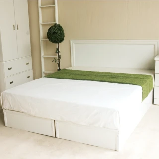 【YUDA 生活美學】純白色 房間組4件組 單人3.5尺 床頭片+加厚六分床底+獨立筒床墊+床頭櫃 床架組/床底組