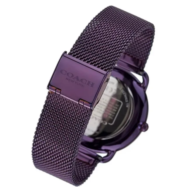 【COACH】官方授權C2 經典米蘭帶時尚腕錶 優雅輕奢時尚 紫色女錶-36mm-贈高級9入首飾盒(CO14504211)