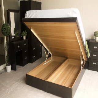【YUDA 生活美學】房間組3件組 加大6尺  收納床頭箱+安全掀床組+床頭櫃 床底組/床架組(掀床型床組)