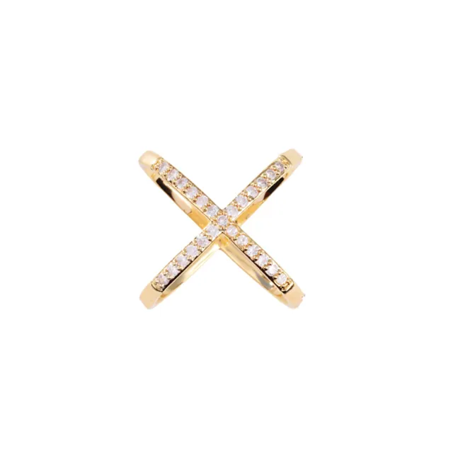 【JC Collection】精緻歐美風幾何華麗X型水鑽絲巾披肩釦環(香檳金)