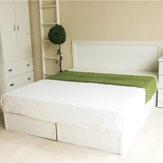 【YUDA 生活美學】純白色 房間組2件組 雙大6尺  床頭片+加厚六分床底  床架組/床底組