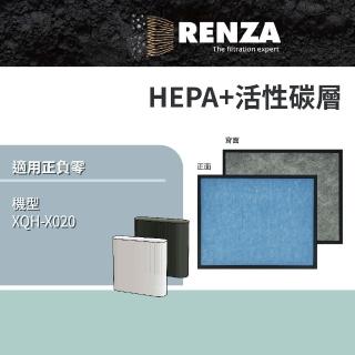 【RENZA】適用±0 正負零 XQH-X020 空氣清淨機(2合1HEPA+活性碳濾網 濾芯)