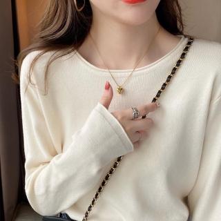 【Amirr 艾米爾】★簡約圓領針織衫上衣(女上衣/長袖/薄款)
