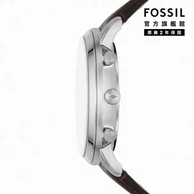 【FOSSIL 官方旗艦館】Neutra 新雅仕暗夜復古三眼指針手錶 棕色真皮錶帶 44MM FS6024