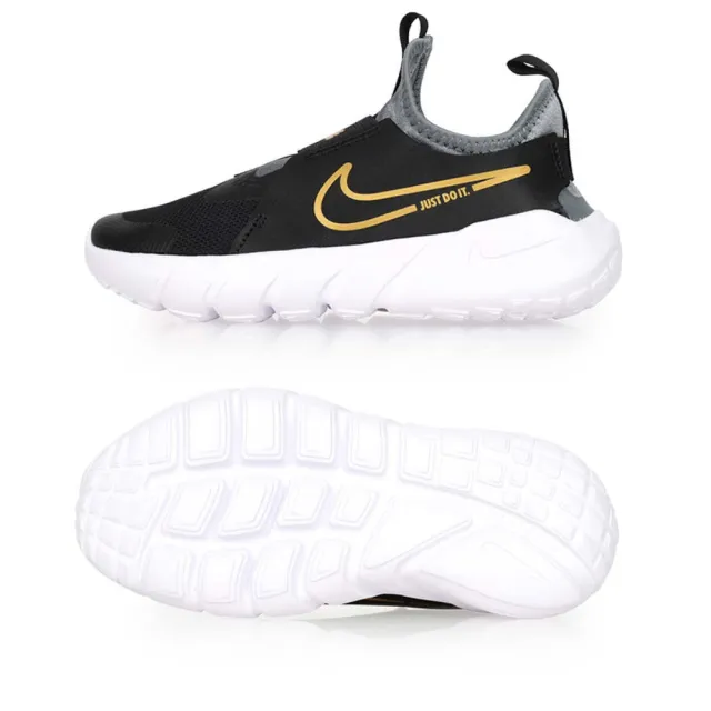 【NIKE 耐吉】17-22CM_FLEX RUNNER 2-PSV 男女中童休閒運動鞋-休閒 童鞋 黑灰金(DJ6040-007)