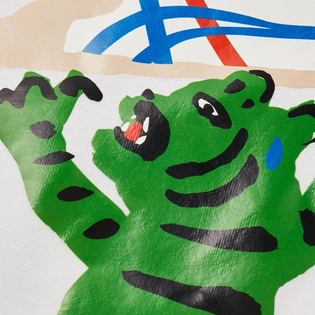【Onitsuka Tiger】Onitsuka Tiger鬼塚虎-白底綠色塗鴉印花兒童短袖上衣(2184A196-100)