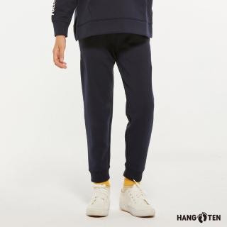 【Hang Ten】女童-恆溫多功能-JOGGER FIT空氣層抗菌除臭彈性鬆緊抽繩束口針織長褲(深藍)