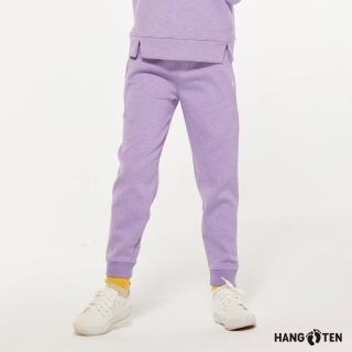 【Hang Ten】女童-恆溫多功能-JOGGER FIT空氣層抗菌除臭彈性鬆緊抽繩束口針織長褲(深紫)