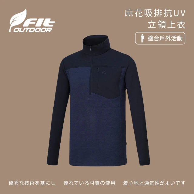 Fit 維特 男-麻花吸排抗UV立領上衣-牛仔藍-LW1101-57(t恤/男裝/上衣/休閒上衣)