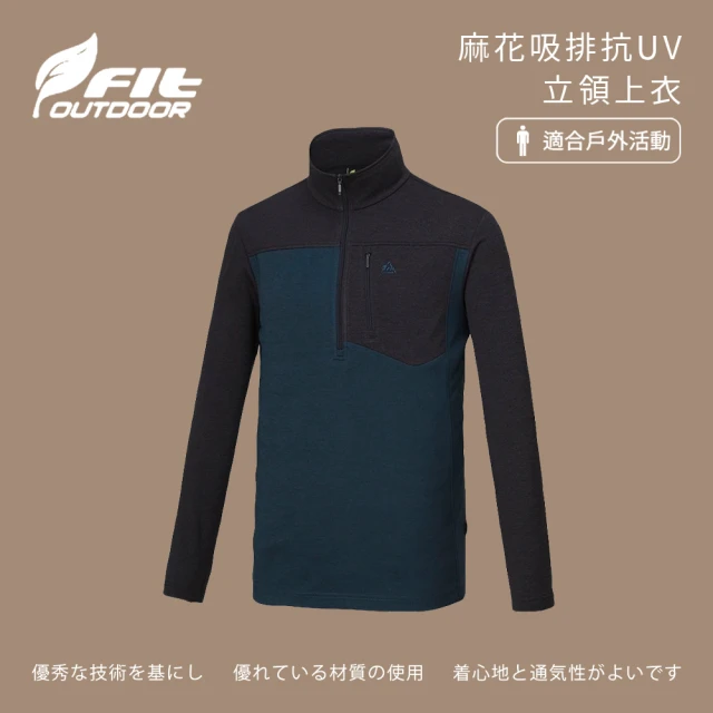 Fit 維特 男-麻花吸排抗UV立領上衣-藍綠色-LW1101-E0(t恤/男裝/上衣/休閒上衣)