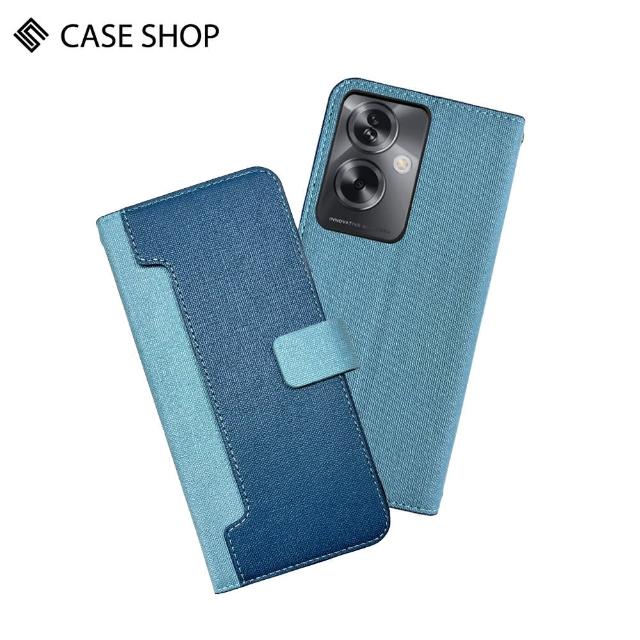 【CASE SHOP】OPPO A79 5G 前收納側掀皮套-藍(內襯卡片夾層 翻蓋站立)