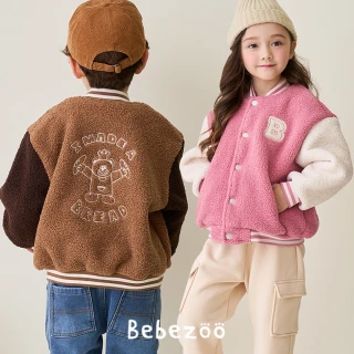 【BebeZoo】麵包刺繡羊羔絨保暖棒球外套(TM2311-135)