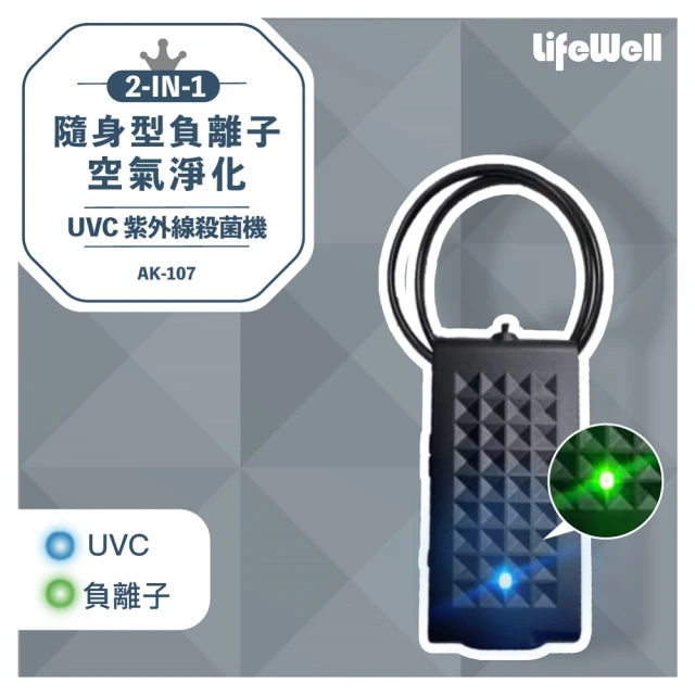 Qlife 質森活 LifeWell 2合1隨身型負離子空氣淨化+紫外線UVC殺菌機(AK-107)