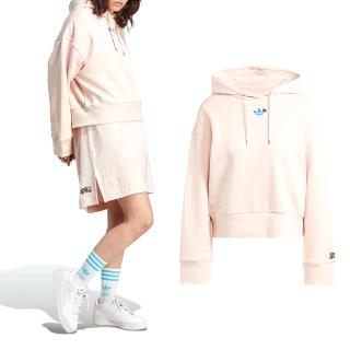 【adidas 愛迪達】Hello Kitty HK Hoodie 女款 米色 聯名 凱蒂貓 三葉草 長袖 上衣 IJ0681