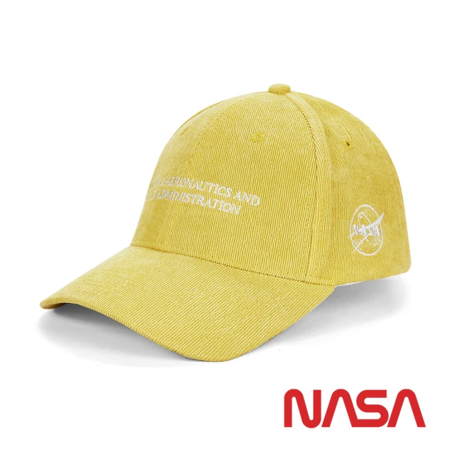 【NASA SPACE】正版授權太空系列 美式復古LOGO燈芯絨棒球帽/NA30006-10(嫩黃)