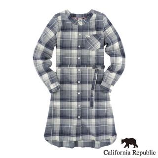【California Republic】單口袋小熊無領腰帶襯衫洋裝(女版)