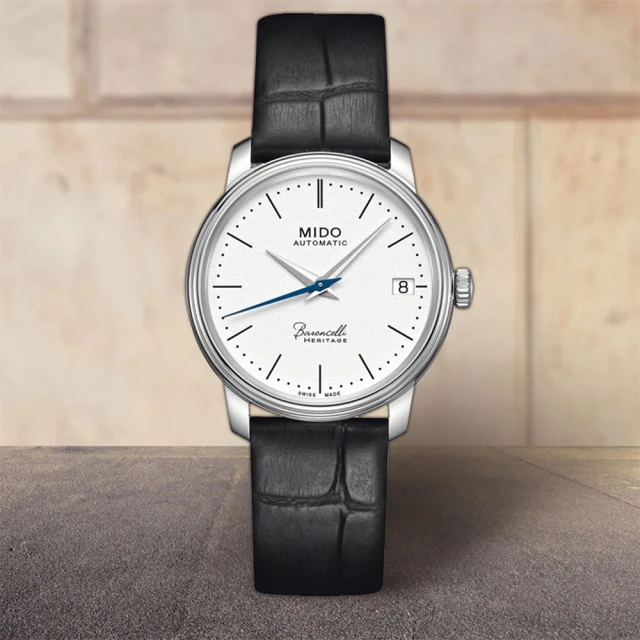 MIDO 美度 官方授權 Baroncelli III Heritage 復刻機械錶-白x黑/32mm 聖誕節 禮物(M0272071601000)