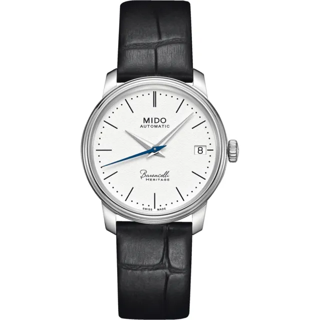 【MIDO 美度】官方授權 Baroncelli III Heritage 復刻機械錶-白x黑/32mm(M0272071601000)