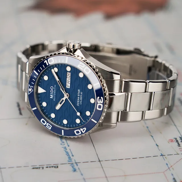 【MIDO 美度】官方授權 Ocean Star 200C 海洋之星陶瓷潛水機械錶-藍/42.5mm(M0424301104100)
