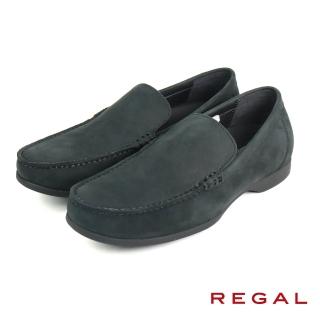 【NAGASHIRO永城皮鞋】REGAL經典素面麂皮低跟懶人休閒鞋 黑色(JZ15-BL)