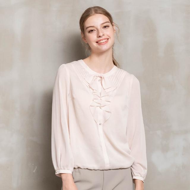 【perng yuh 芃諭名品】輕柔悅感 荷葉綴飾 雪紡上衣(2023 AW Collection｜2C秋冬系列)