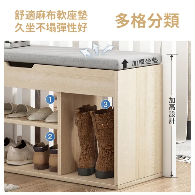【Arien居家】80cm高筒款掀蓋穿鞋椅收納換鞋凳椅凳