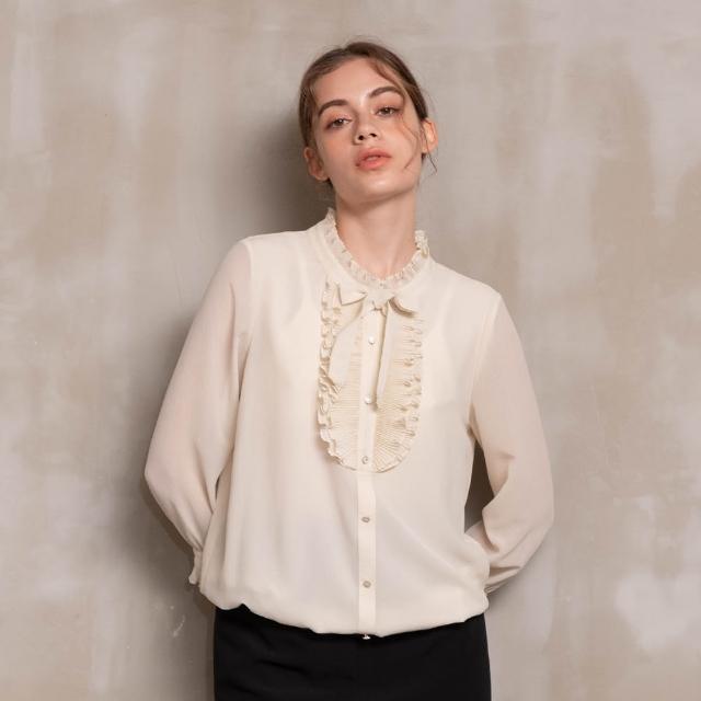 【perng yuh 芃諭名品】漫感盼柔 褶飾 反拋 雪紡上衣(2023 AW Collection｜2C秋冬系列)