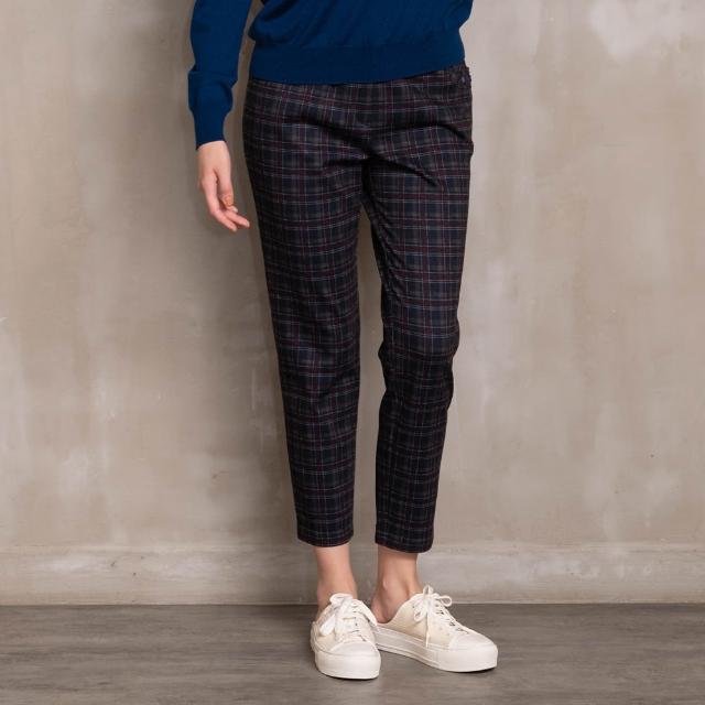 【perng yuh 芃諭名品】英倫調性 柔彈格紋 錐形九分褲(2023 AW Collection｜2C秋冬系列)