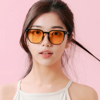 【ALEGANT】川霞橙韓版拼接時尚方框墨鏡/UV400太陽眼鏡(島間的夕日煙雲)