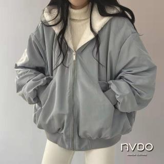 【NVDO】現貨 兩面穿羊羔絨保暖外套-3色可選(M-2XL/兩面皆有口袋加絨連帽外套/F010/秋冬款)