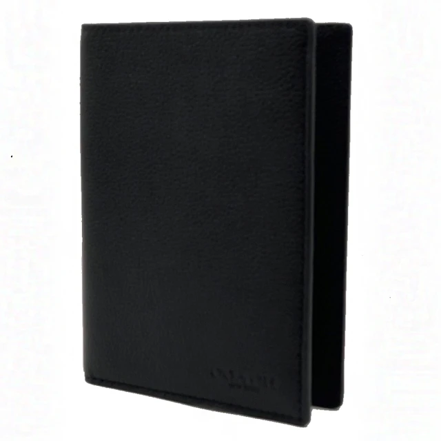 COACH 經典LOGO素面牛皮證件夾護照夾(黑)