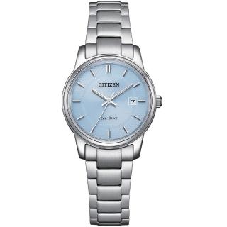 【CITIZEN 星辰】冰河藍 光動能簡約女錶-27.5mm 手錶 畢業禮物(EW2318-73L)