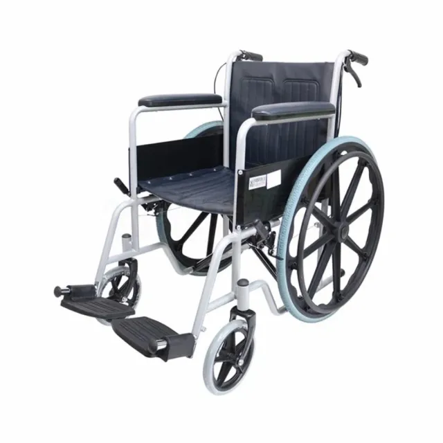 【海夫健康生活館】恆伸 機械式輪椅 未滅菌 恆伸 單層皮面款 18寸座寬 鐵製烤漆輪椅 輪椅-A款(ER1306)