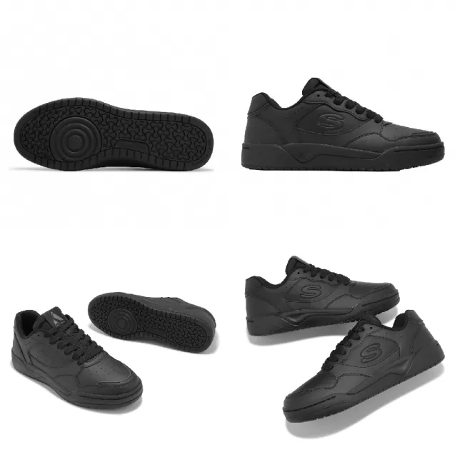 【SKECHERS】休閒鞋 Koopa-Volley Low Varsity 男鞋 黑 透氣 皮革 記憶鞋墊 運動鞋(183240-BBK)