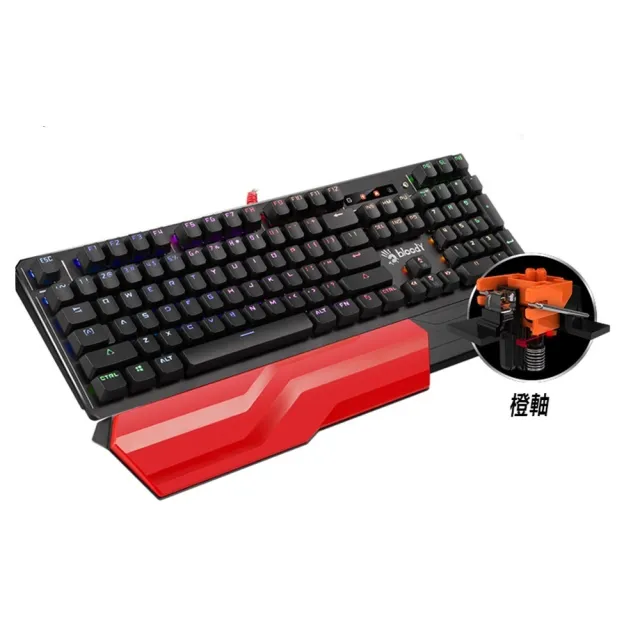 【A4 Bloody 雙飛燕】光軸RGB機械鍵盤 B975-橙光軸(贈大型鼠墊+編程控鍵寶典)