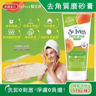 【ST.IVES】美國聖艾芙 經典植萃潤澤深層去角質潔淨磨砂膏-綠底杏桃170g/條(臉部全身柔嫩膚沐浴SPA按摩霜)