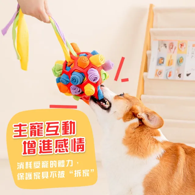 【狗玩具】立體聞嗅彩虹炸炸球(狗狗 寵物用品 嗅覺訓練 益智 發聲解悶 磨牙球 漏食球)